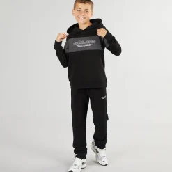 Drenge Lakewood Hættetrøje Og Joggingbukser Træningsdragt Sort/Mørk Grå Marl Panel