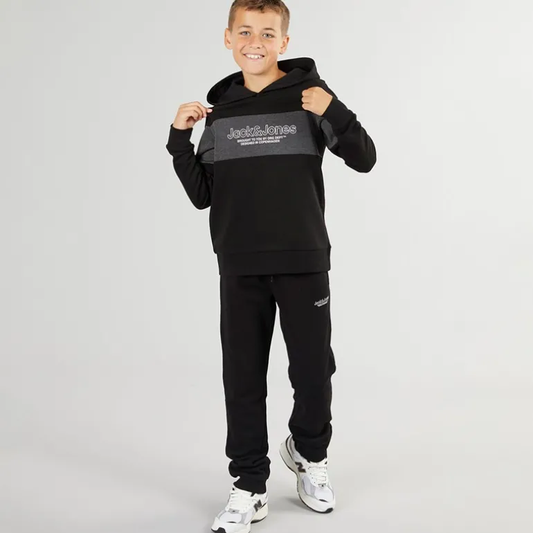 Drenge Lakewood Hættetrøje Og Joggingbukser Træningsdragt Sort/Mørk Grå Marl Panel