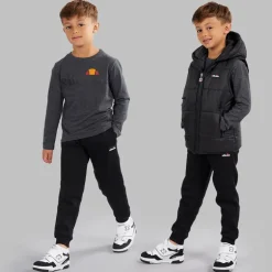 Drenge Luka Hætteklædte Vatteret Vest T-shirt Og Joggingbukser Sæt Sort