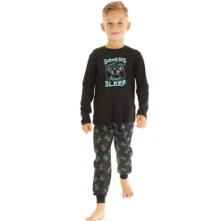 Drenge Spilere Sover Aldrig Pyjamasæt Sort