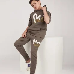 Drenge Stencil Blok Træningsdrag Mørkegrå