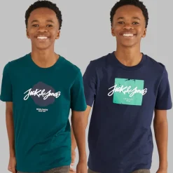 Drenge Tiley Rund Hals To Pakke T-shirts Dyb Teal/​Navy Blazer