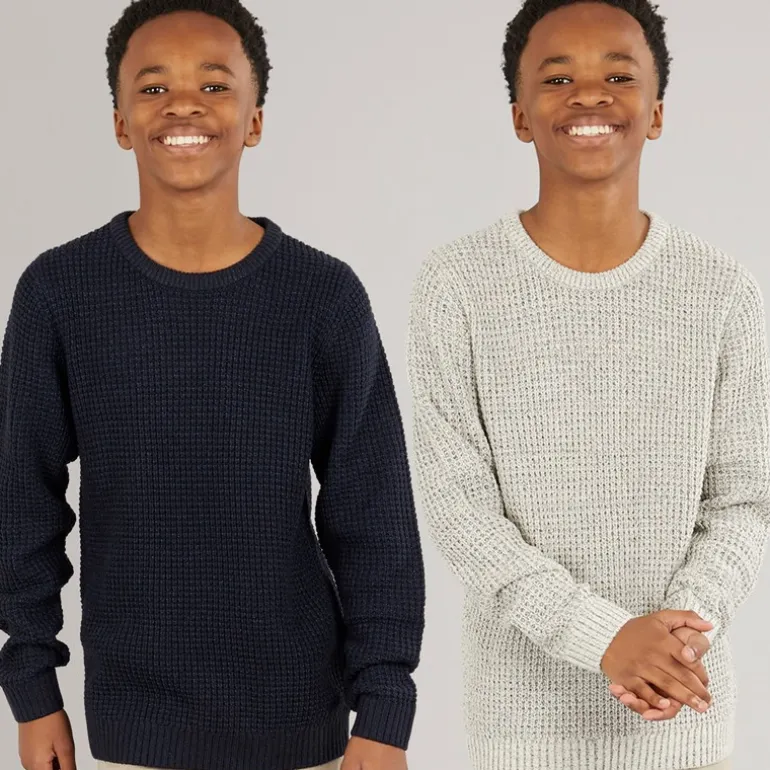 Drenge To Pak Strik Crew Neck Jumpere Moonbean / Sky Captain