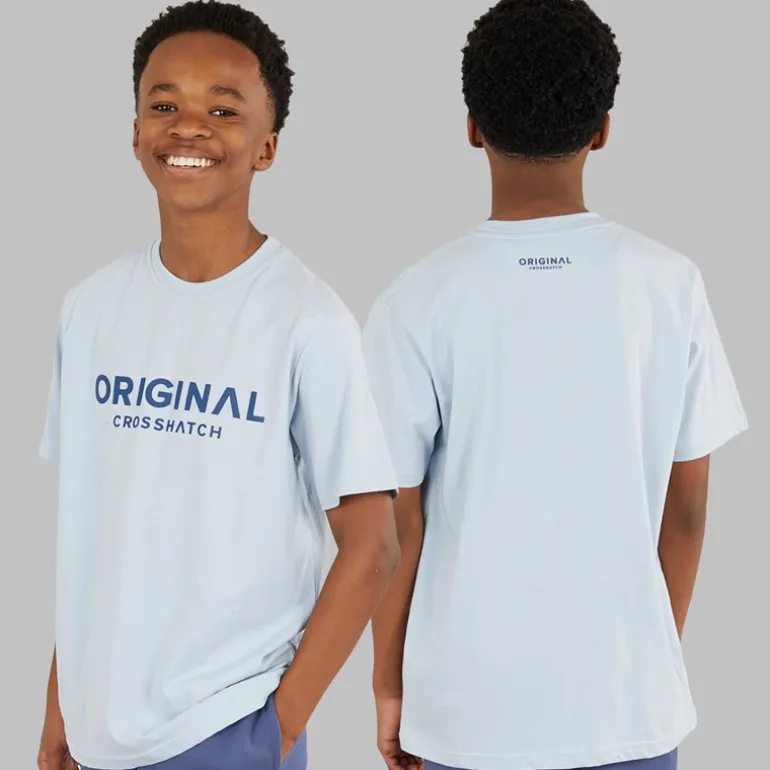 Drenge Tre Delt Hoodie Sweatshirt T-Shirt Og Joggingbukser Sæt Denim Blå/Is Blå