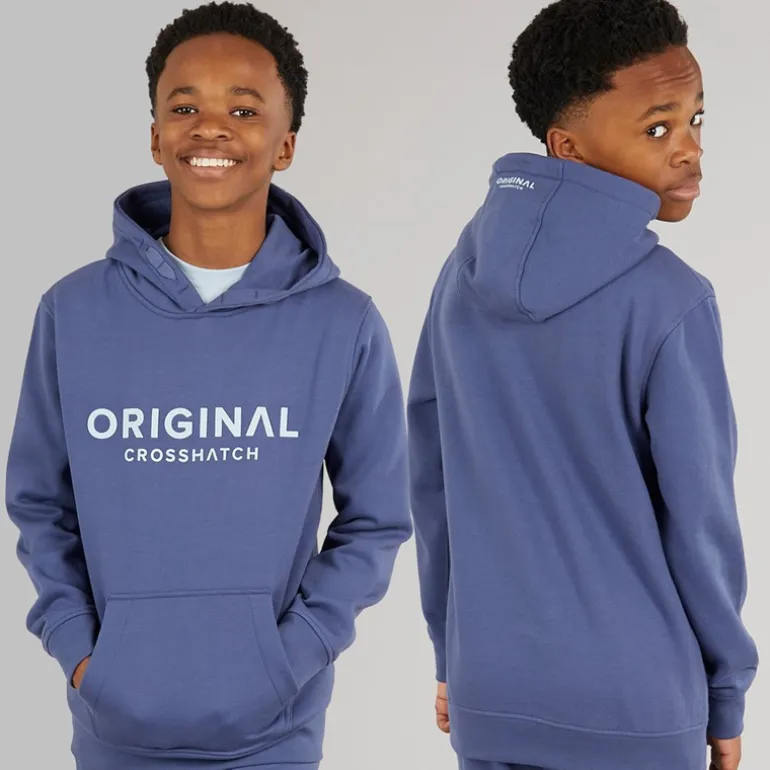 Drenge Tre Delt Hoodie Sweatshirt T-Shirt Og Joggingbukser Sæt Denim Blå/Is Blå