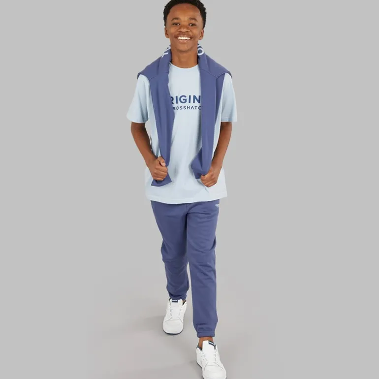 Drenge Tre Delt Hoodie Sweatshirt T-Shirt Og Joggingbukser Sæt Denim Blå/Is Blå