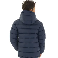 Drengenes hættetrøje quiltet jakke mørk safirblå