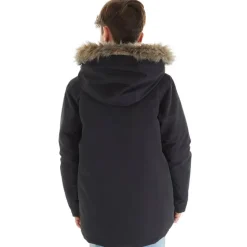 Drengenes store parka med aftagelig pels Sort