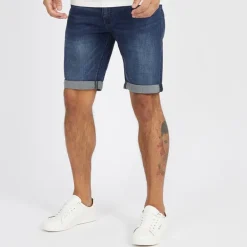 Duck And Cover Herre Zeki Denim Shorts Mørk Vask