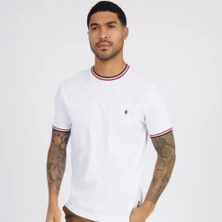 Herre 3 Farver Ringer T-Shirt Hvid