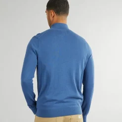 Herre 1/​4 Zip Funnel Neck Trøje Riviera Blå