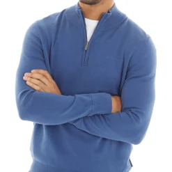 Herre 1/​4 Zip Funnel Neck Trøje Riviera Blå