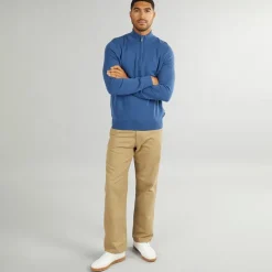 Herre 1/​4 Zip Funnel Neck Trøje Riviera Blå