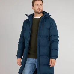 Herre Belvoir Vandtæt Foret Lang Jakke Navy