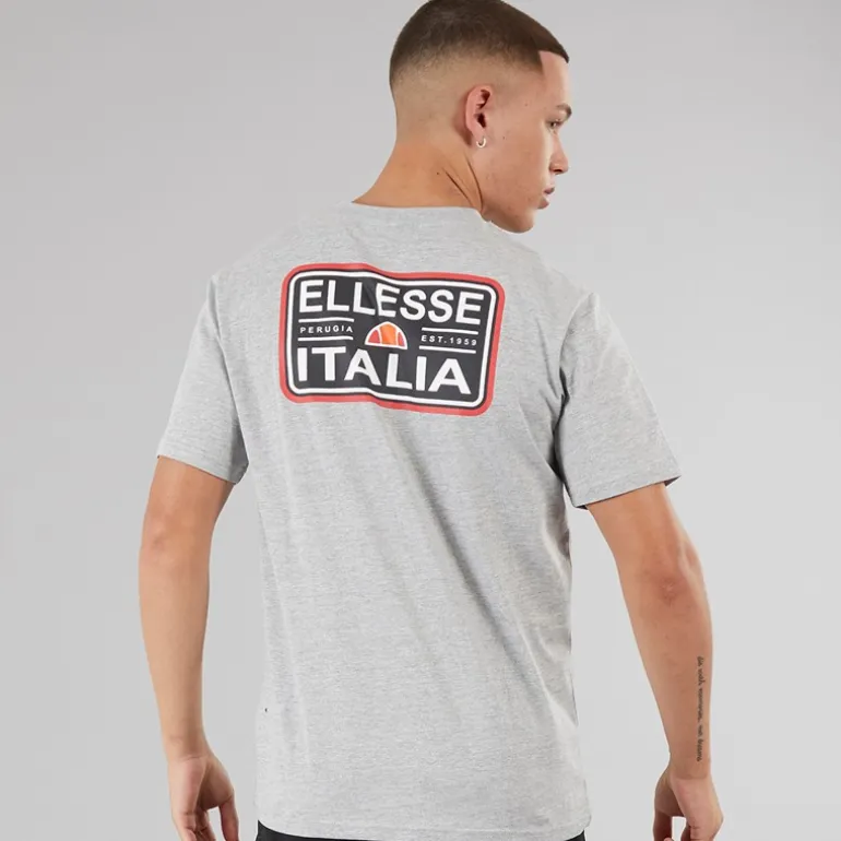 Herre Benzina Heritage Bag Logo T-shirt Grey Marl