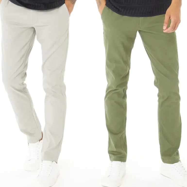 Herre Bolton Dean AKM Chino Bukser 2-pak Ghost Grå/Oliven Nat