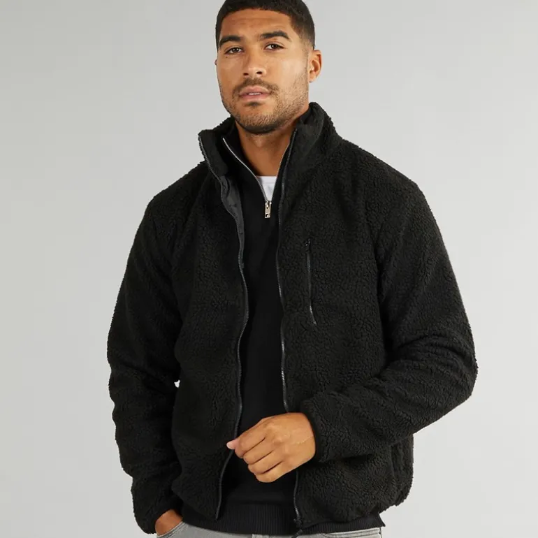 Herre Borg Fleece med Høj Hals Sort