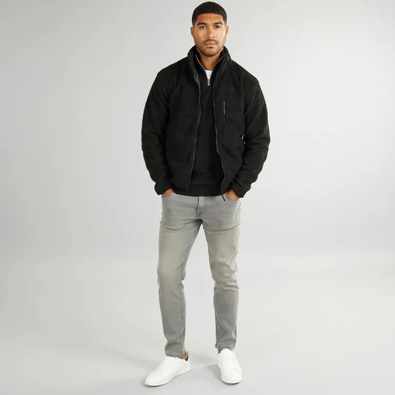 Herre Borg Fleece med Høj Hals Sort