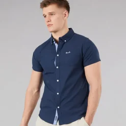 Herre Bowdon Kortærmet Skjorte Blå