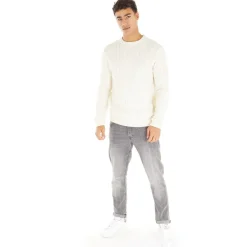 Herre Cable Crew Neck Trøje Ecru