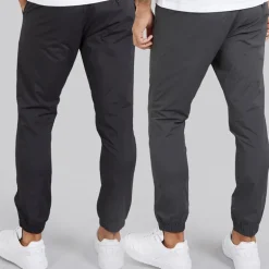 Herre Cargobukser med manchet i 2-pak sort/​antracit