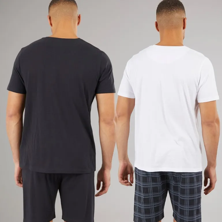 Herre Carson To Pak T-shirts Og Shorts Loungewear Sæt Navy/Hvid