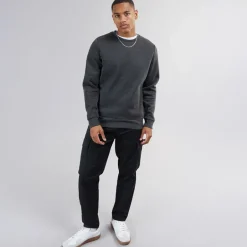Herre Crew Neck Sweatshirt Mørk Antracit Melange