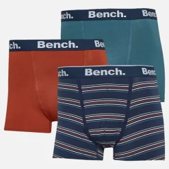 Herre Dairmont Tre Pak Underbukser Garnfarvede Striber / Mørk Rust / Falmet Blågrøn