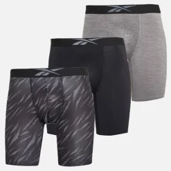 Herre Denver Tre Pak Lang Performance Trunks Grå Melange/​Sort Print/​Sort