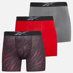 Herre Denver Tre Pak Medium Performance Trunks Rød/​Rød Print/​Ren Grå