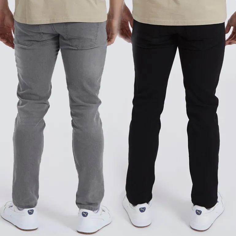 Herre Eddie To-pak Slim Fit Jeans Sort/Mellemgrå