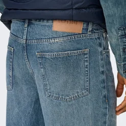 Herre Edge Lige Jeans Medium Blue Denim