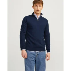 Herre Emil Strik 1/​2 Zip Jumper Navy