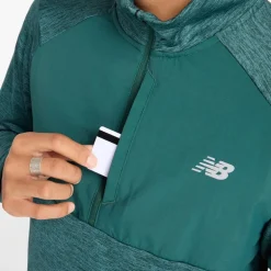 Herre Essential Heat Grid 1 /​ 2 Zip Løbe Top New Spruce