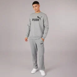 Herre Essentials Stort Logo Crew Neck Sweatshirt Medium Gråmeleret