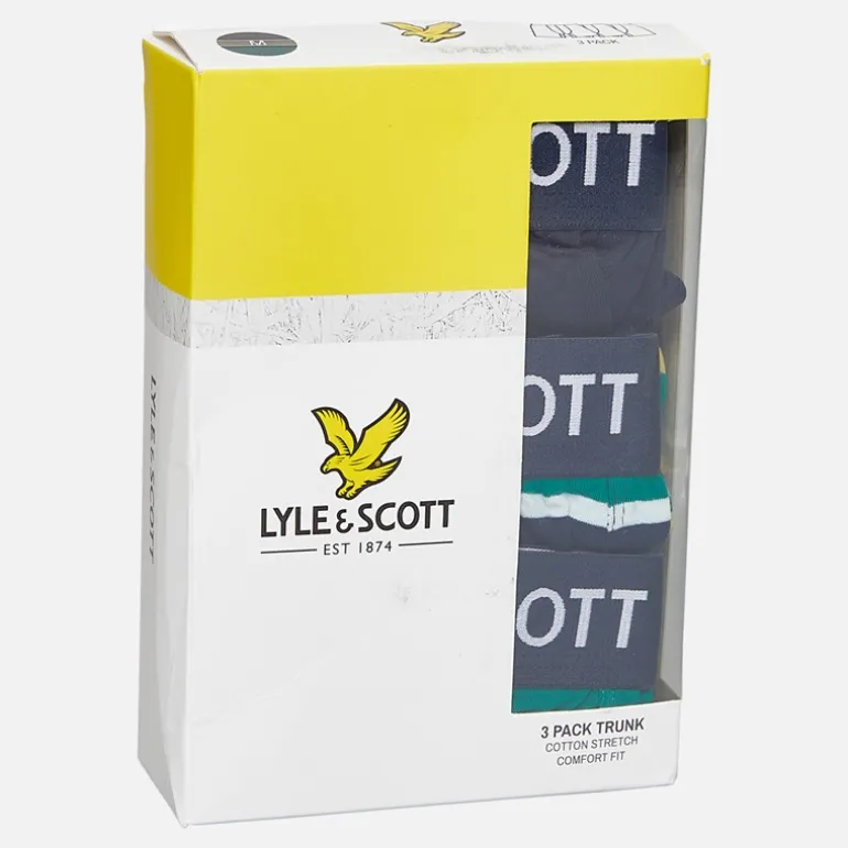 Herre Ethan Tre Pak Trunks Mørkeblå/Blandet Stribe/Kadmium Grøn