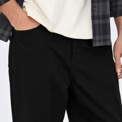 Herre Fade Løse Jeans Black Denim