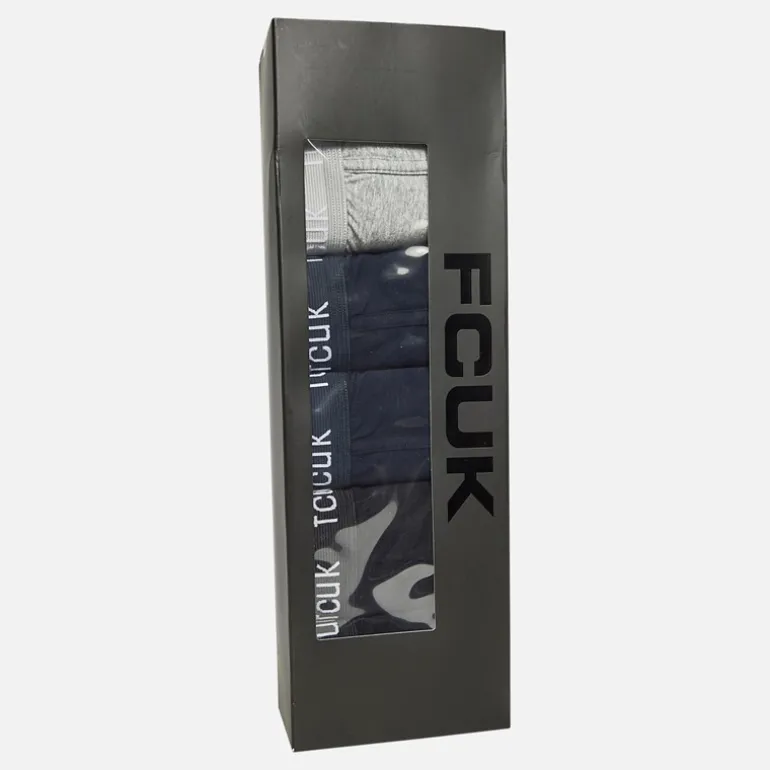 Herre Fem Pakke FCUK Lang Boxer Underbukser FCUK 80 Sort / Marine / Lys Grå Melange / Sort / Marine