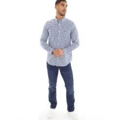 Herre Gingham Langærmet shirts Blå Ternet