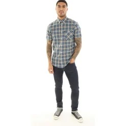 Herre Gingham Overcheck Skjorter med korte ærmer kontrolleret