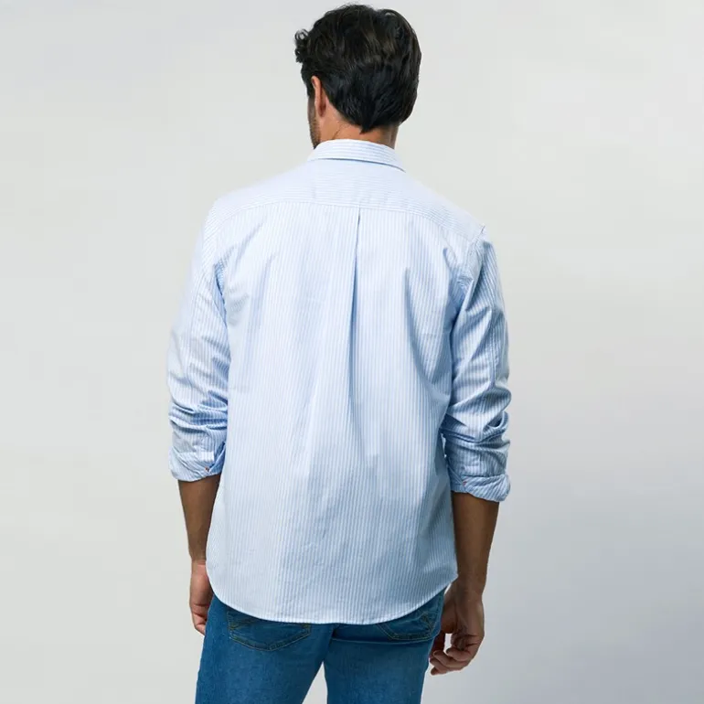 Herre Greg Skjorte Light Blue Stripe