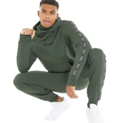 Herre Guttell Træningsdragt med Mærkebånd Detalje Khaki