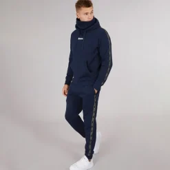 Herre Guttell Træningssæt med Branded Tape Detalje Blå