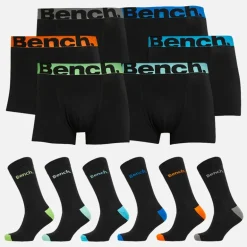 Herre Halfdoz 6-pak Boksershorts Og 6-pak Sokker Gaveæske Sort