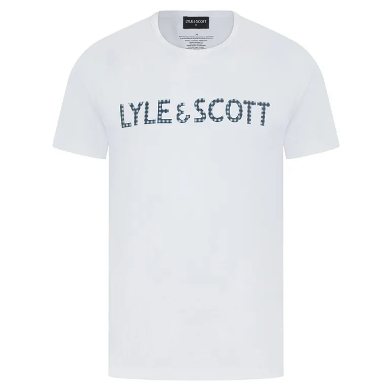 Herre Holden T-shirt og ternede loungesæt Bright White/Blue Check