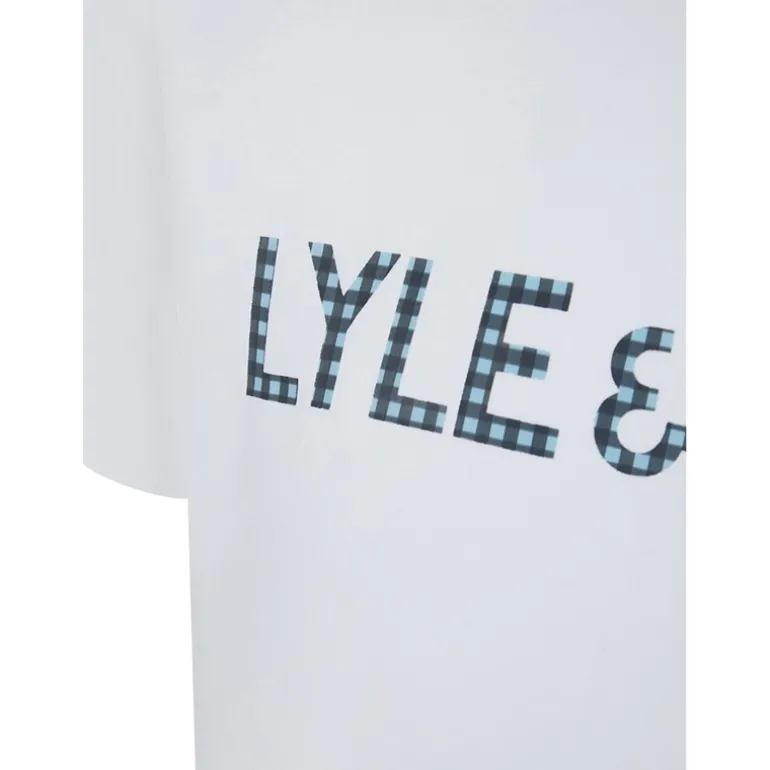 Herre Holden T-shirt og ternede loungesæt Bright White/Blue Check