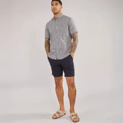 Herre House Check Kortærmet Skjorte Denim Blå