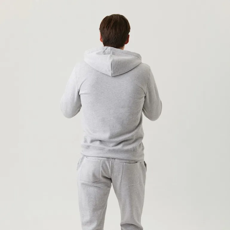 Herre Hættetrøje med Lynlås MidtLys Grå Melange