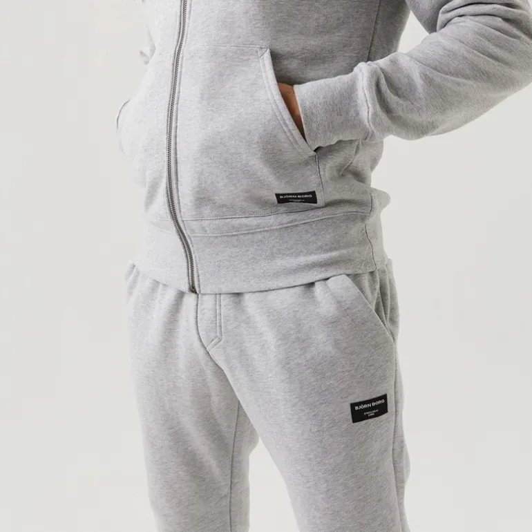 Herre Hættetrøje med Lynlås MidtLys Grå Melange