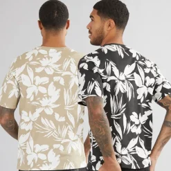 Herre Jeff AOP To-pak Blomster T-shirts Sort/​Crockery